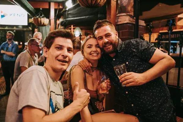 Friends celebrating together at an evening party