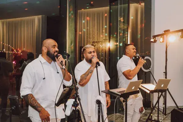 Live band performing at an evening function